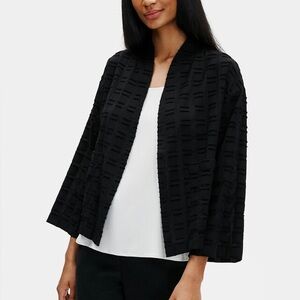 Eileen Fisher Organic Cotton Shadow Square Lightweight Jacket Black S $198